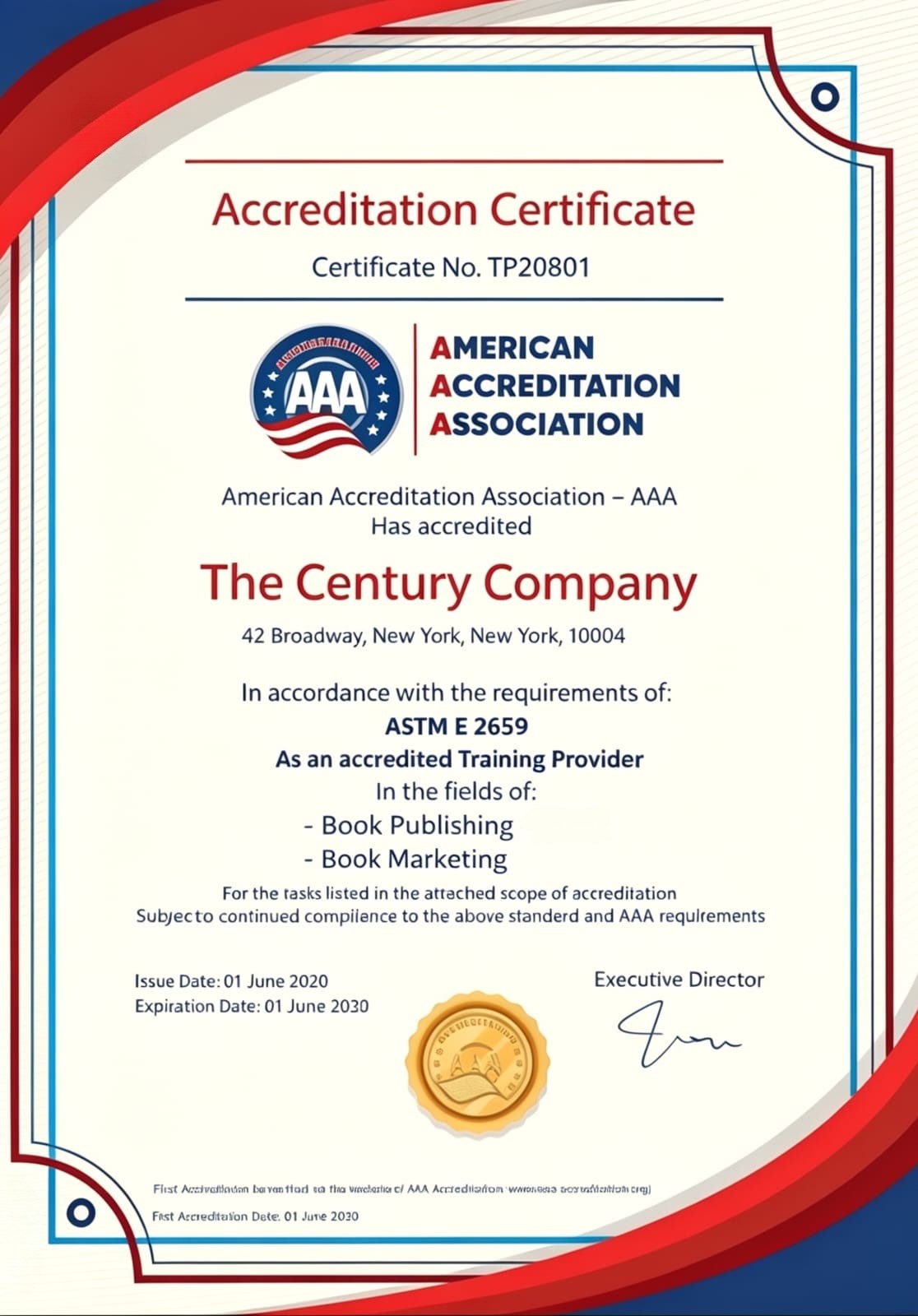 AAA Certificate of Service