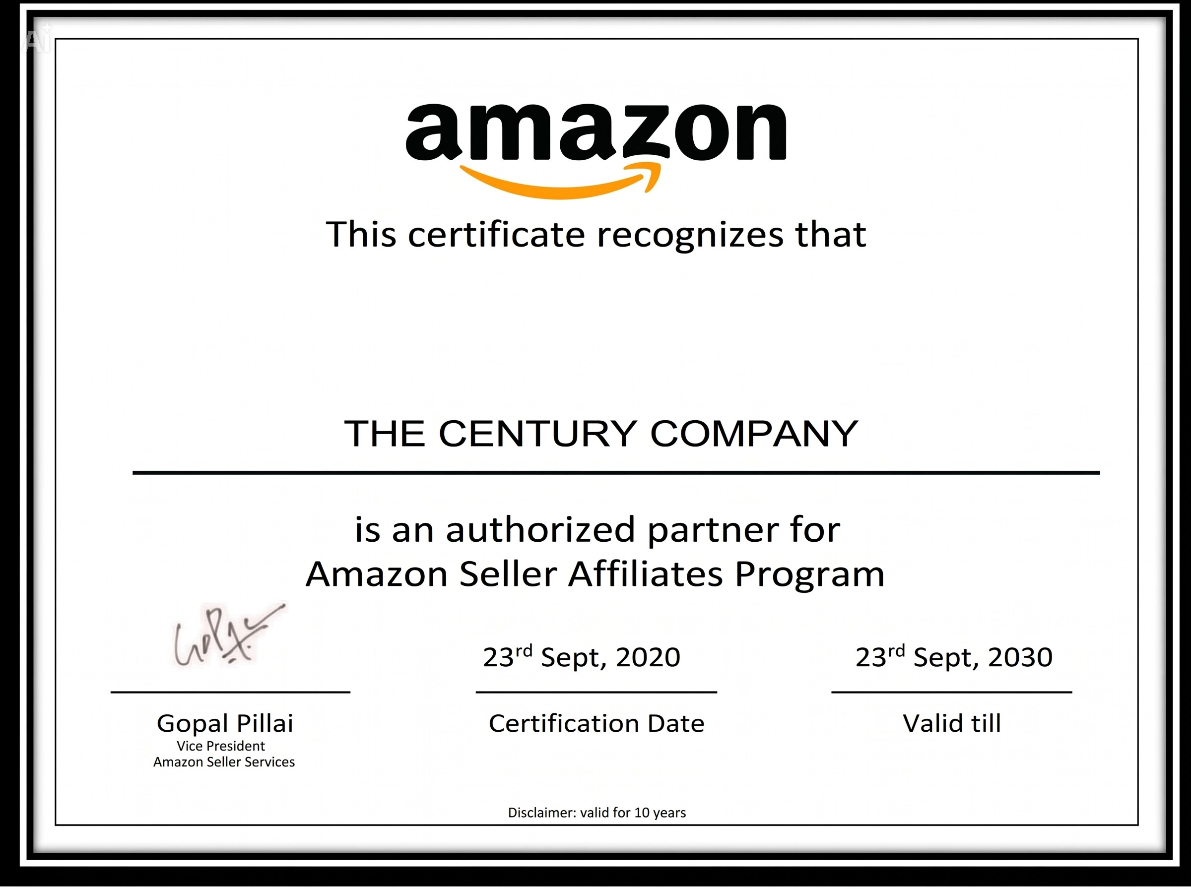 Amazon Partner Certificate